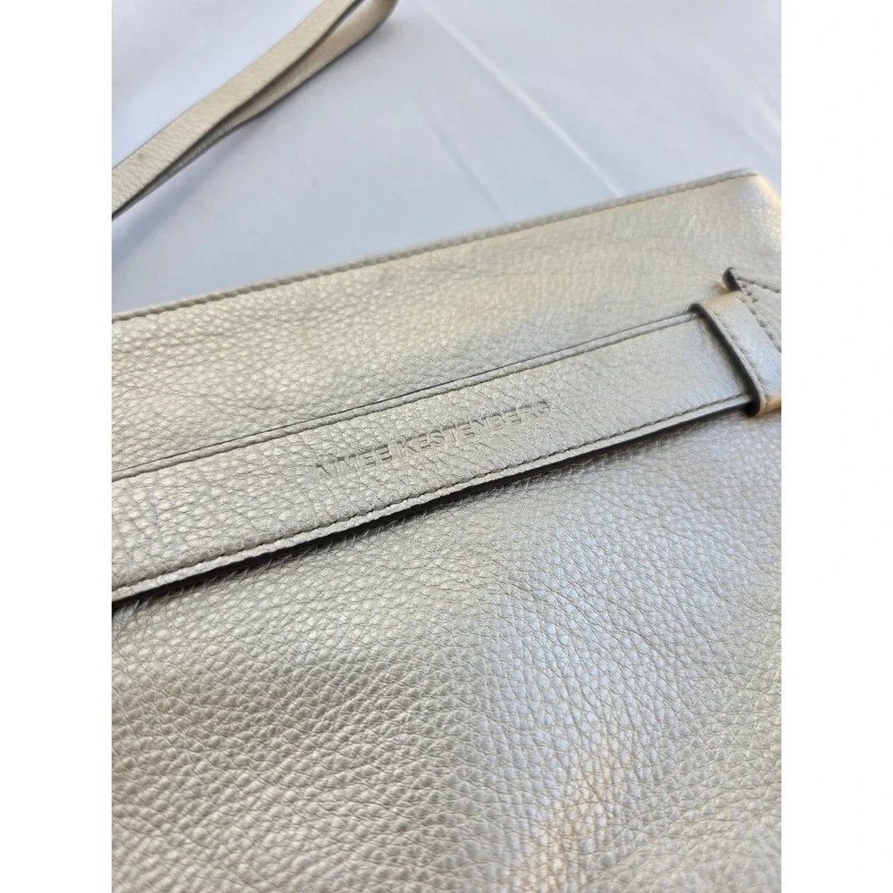 Aimee Kestenberg Metallic Gold Leather Wristlet Clutch Bag Hand Strap Pouch